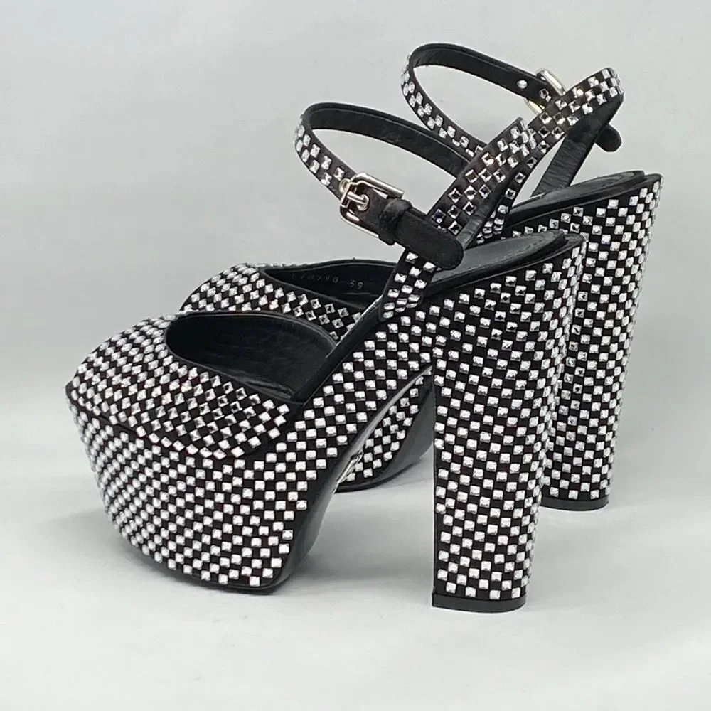 Dolce Gabbana Crystal-embellished platform sandals size 39